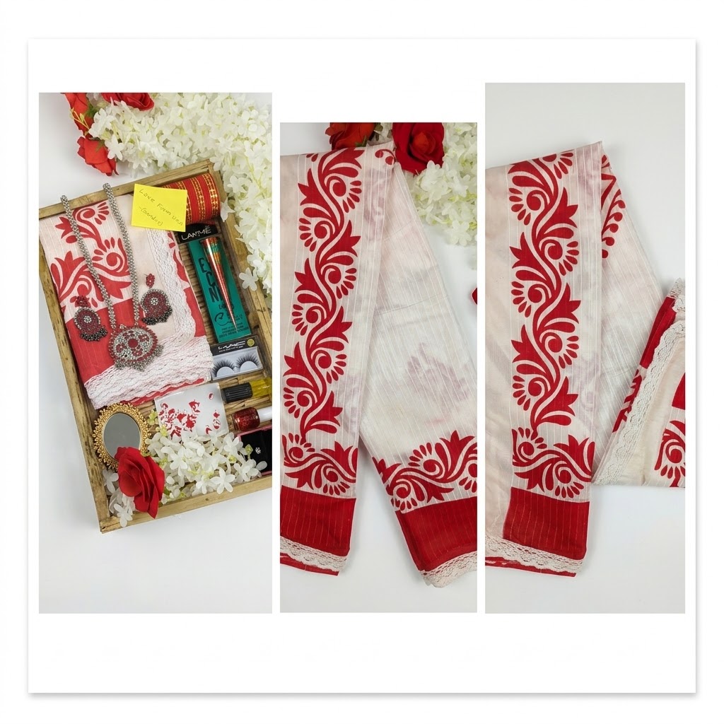 Festive Special Premium Half-Silk Print Saree Combo